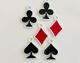 4pc Playing Card Symbols Enamel Charms