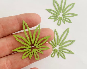 5-10pc Light Green Hemp/Pot Leaf Charms/Pendants Hollow Leaf