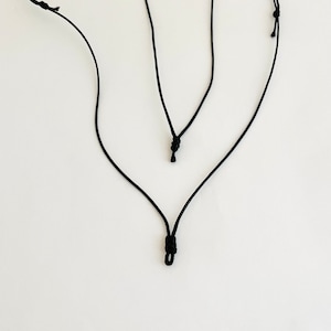 Black (Gloss) Adjustable Cord With Knot Loop Necklaces - 1/5/10 Qty Per Pack Options