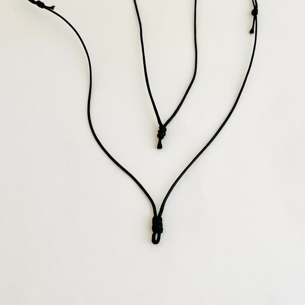 Black Adjustable Cord With Knot Loop Necklaces - 1/5/10 Qty Per Pack Options