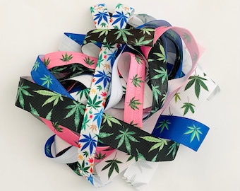 Grab Bag 4Yds - Pot Leaf Hemp Ribbon Assorted Lengths Sizes