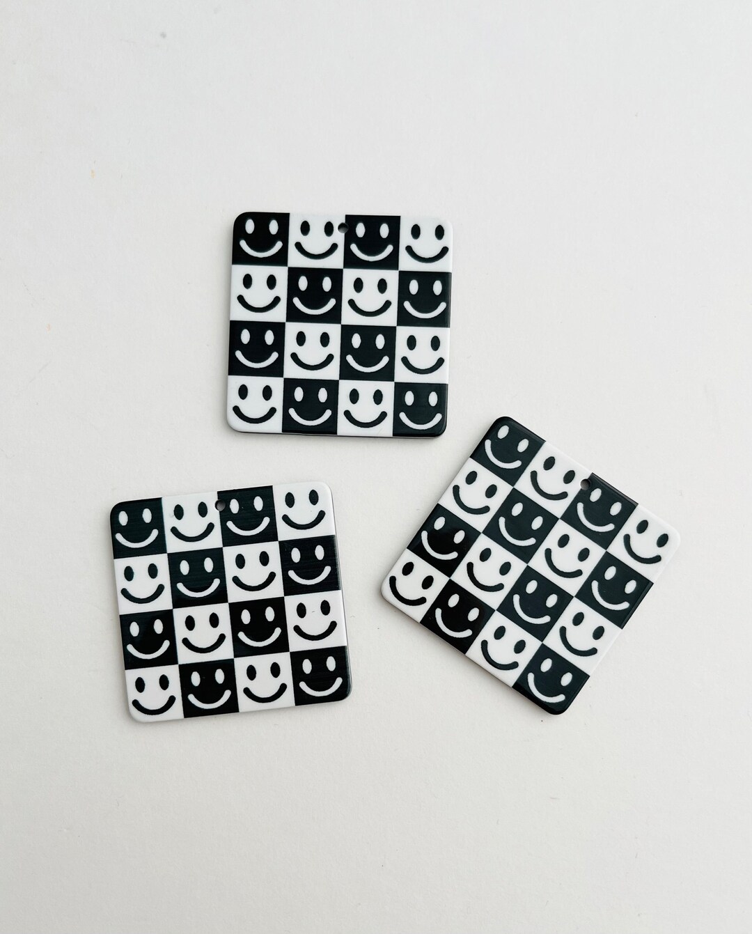 Checker Trippy Smiley Face Pendants Etsy