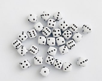 50-100Pcs 8mm White Dice Beads Small / Rounded Corners