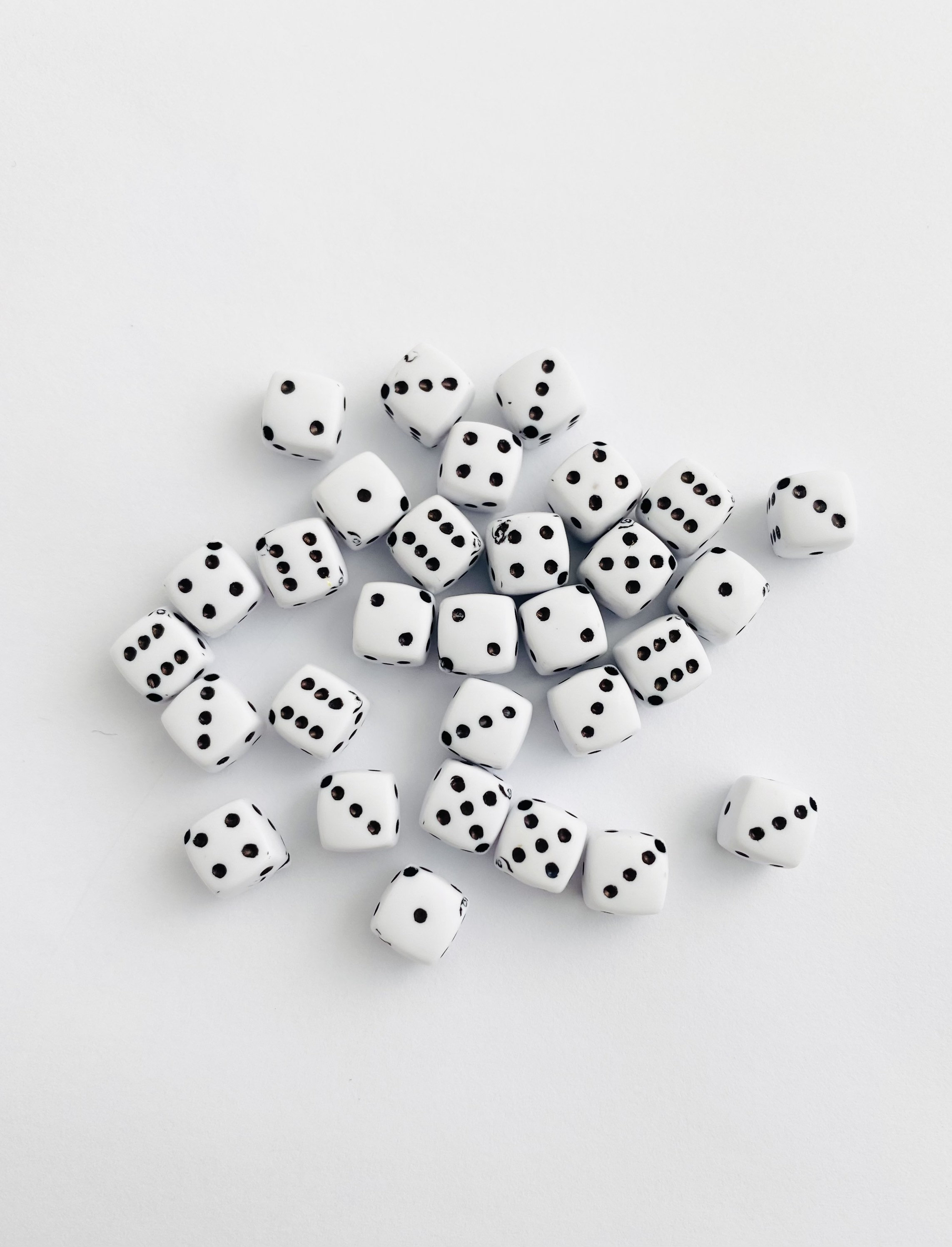 100 White Colour with Black Acrylic Cube Dice Beads 8X8mm Diagonal Hole  Funny