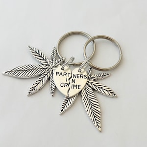Set of 2 BFF Pot Leaf Keychains (Partners in Crime)