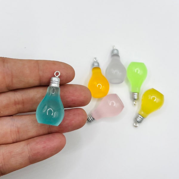 6pc Mix Glow Bulb Charms Round / Mixed Colors Luminous Set