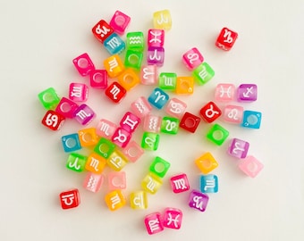 Square Zodiac Mix Spacer Beads (Colorful Translucent)