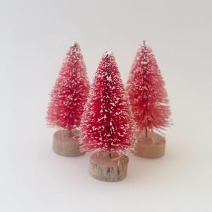 2” Tiny Bottle Brush Christmas Trees (Red)