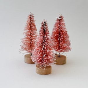 2” Tiny Bottle Brush Christmas Trees (Pink)
