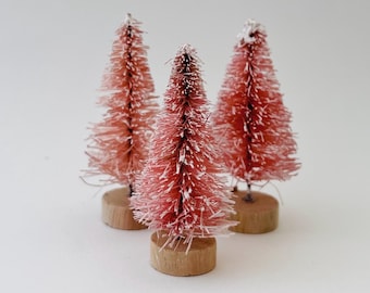 2” Tiny Bottle Brush Christmas Trees (Pink)