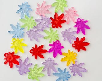 Transparent Pot Leaf Charms Mix Set