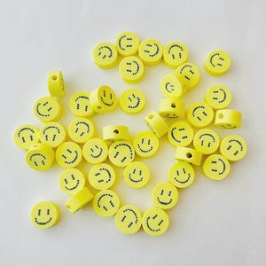 Smiley Face Clay Beads (Yellow)