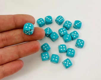 25pc LG 11mm Blue Dice Beads / Rounded Corners