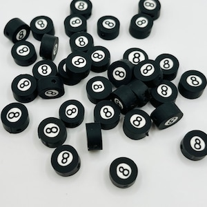 30pc 8Ball Polymer Clay Beads