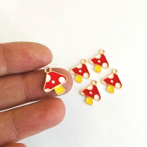 4pc Red Mushroom Charms