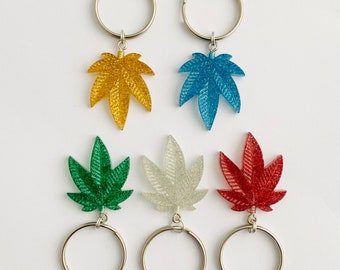 Pot Leaf Keychains / Holiday Glitter