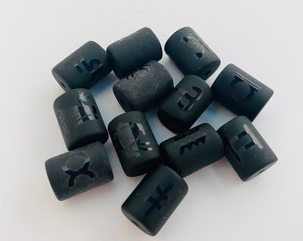 Zodiac Bead Charms Faux Vintage Style Stone / Astrology Sign Beads