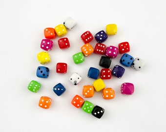 50-100Pcs 8mm Brights Mix Dice Beads Small / Rounded Corners