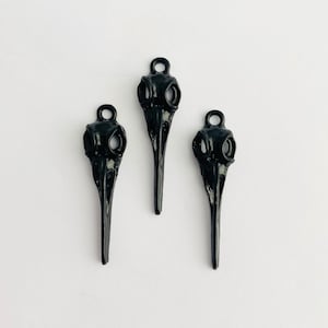 3pc Black Raven Bird Skull Charm Pendant Set