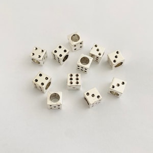 5-10Pcs 7mm Dice Spacer Beads Silver Color