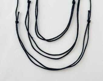 Black (Matte) 1mm Adjustable Cord Necklaces - 1/5/10 Qty Per Pack Options