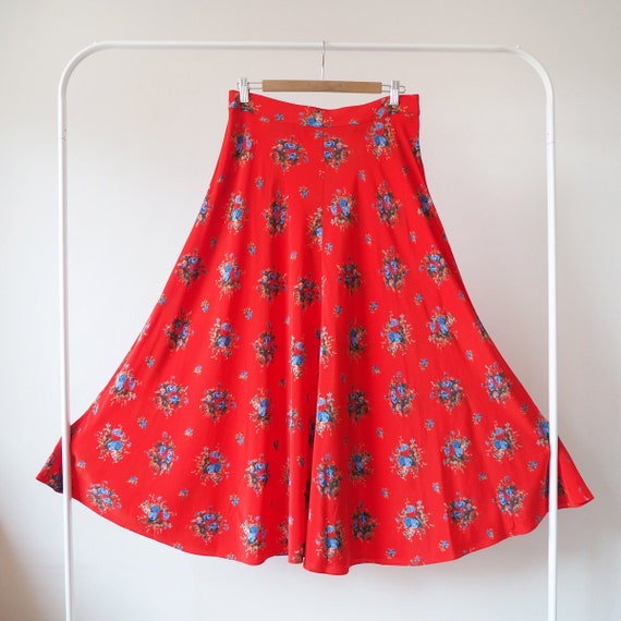 Ganni Kochhar silk floral print maxi skirt flower… - image 1