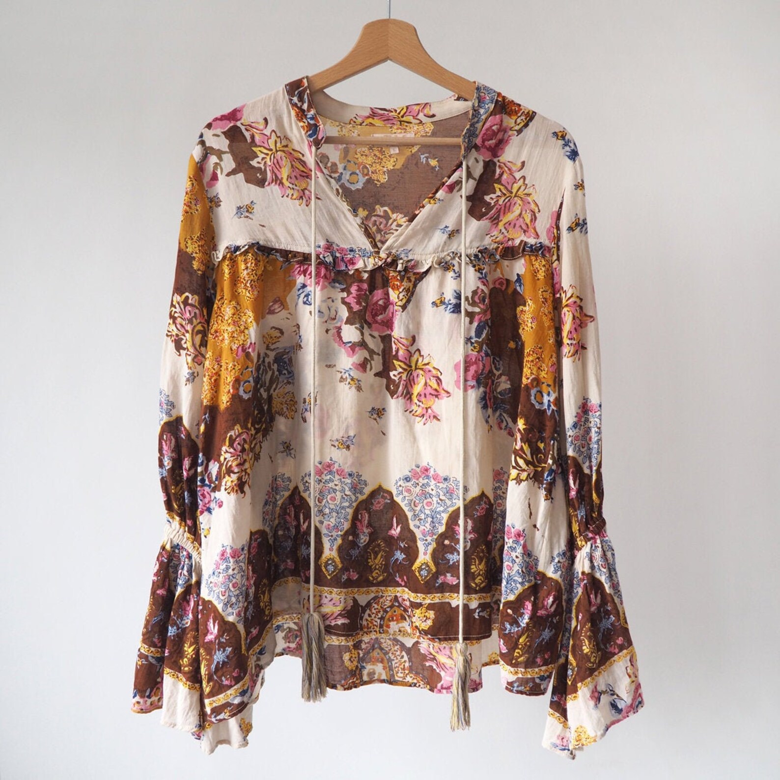 By Timo Norway Floral Print Blouse Shirt Retro Hippie Boho - Etsy
