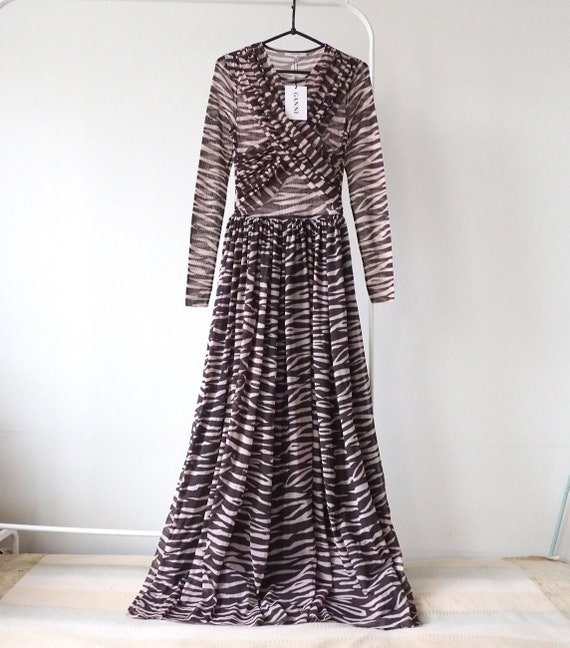 Ganni Tilden Mesh Maxi Zebra Print Dress Scandinavian Designer | Etsy  Australia