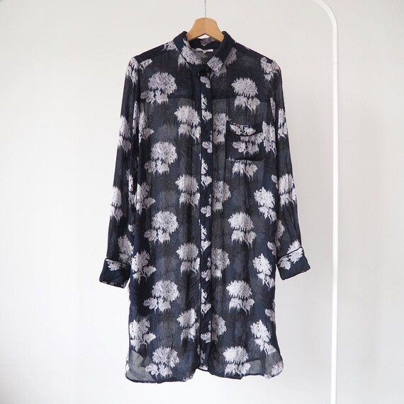 Ganni Monette Georgette floral print shirt tunic … - image 1