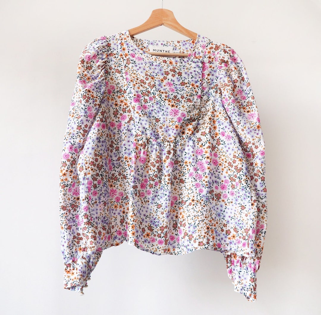 Munthe Organic Cotton Silk Designer Floral Blouse Shirt - Etsy