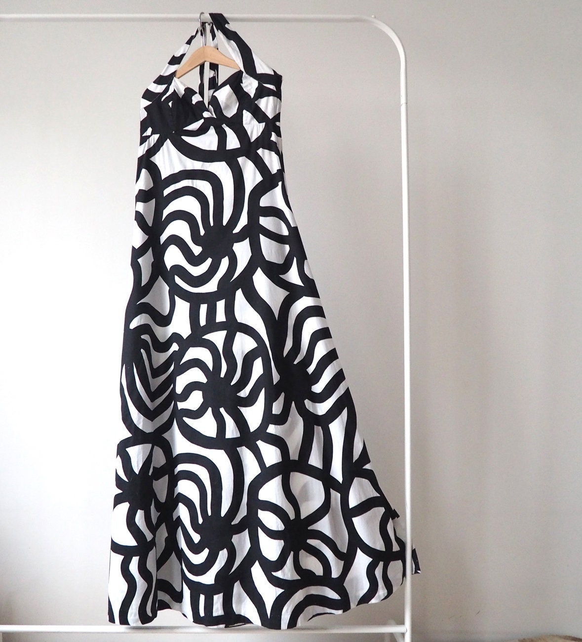 Marimekko X H&M Designer Maxi Dress Monochrome Print Abstract - Etsy Hong  Kong