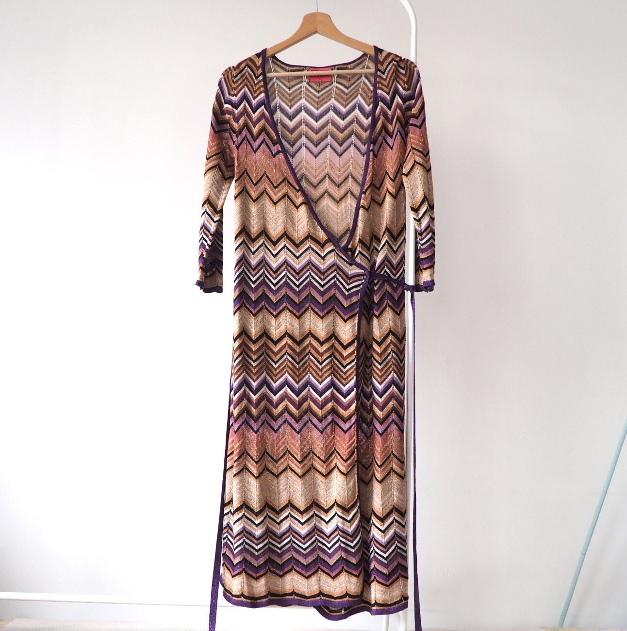 Missoni X Lindex Designer Wrap Midi Knitted Dress Zig Zag Natural Retro Arty Boho Premium M p24 Etsy Australia