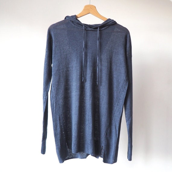Elie Tahari Linen Hoodie Sweater Long 