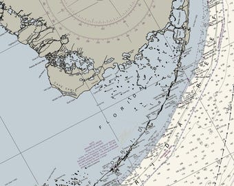 Florida Atlantic Coast 3 - Biscayne Bay to Key West Nautical Chart Art