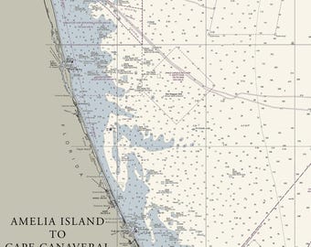 Florida Atlantic Coast 1 - Amelia Island To Cape Canaveral Nautical Chart Art