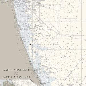 Carta náutica de la Costa Atlántica de Florida 1: Isla Amelia a Cabo Cañaveral