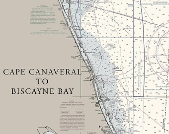 Florida Atlantic Coast 2 - Cape Canaveral to Biscayne Bay Nautical Chart Art