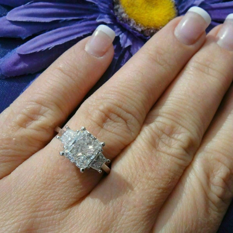 3.50 ct 3 Stone Radiant Cut Engagement Ring Wedding Ring