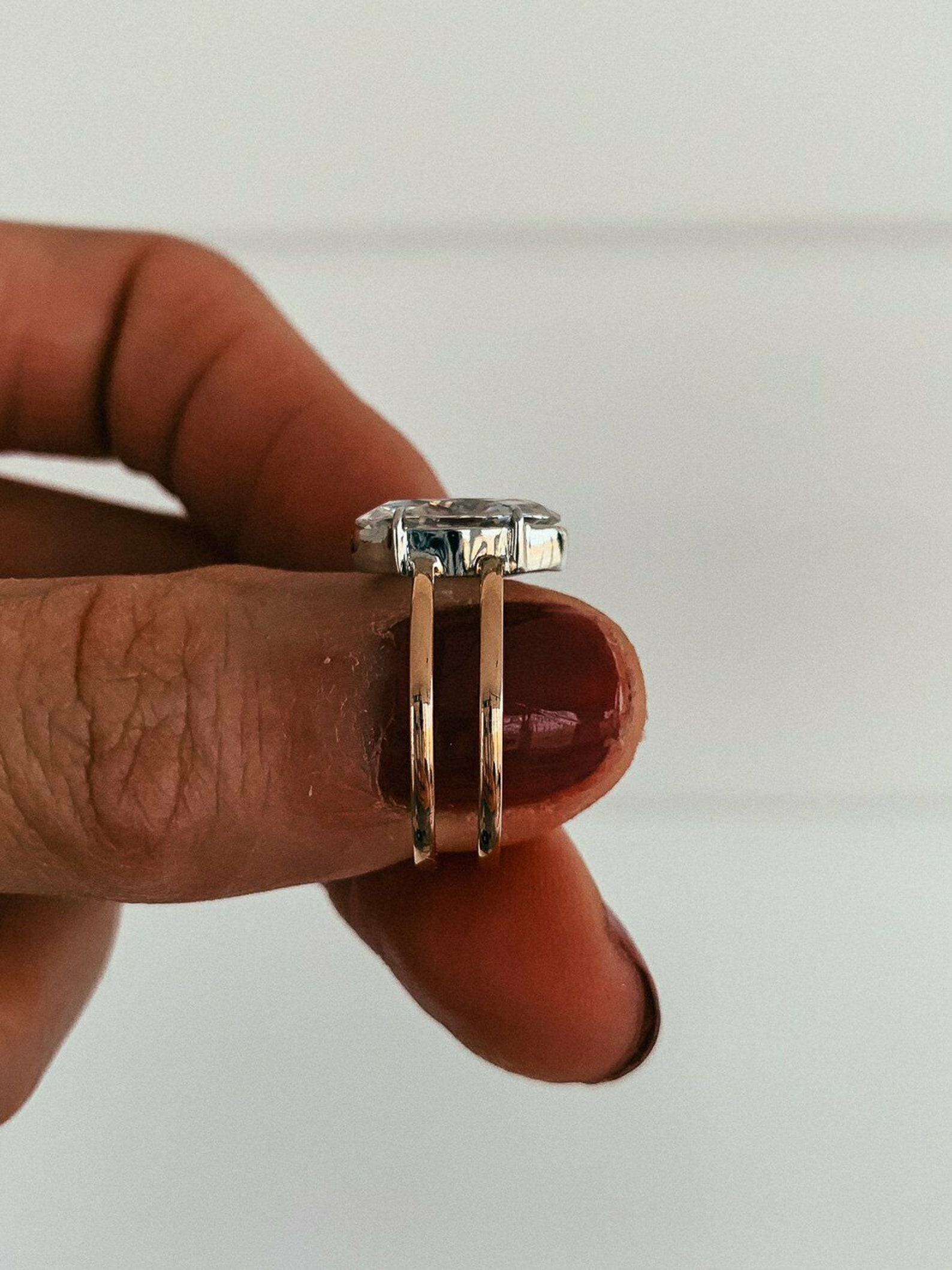 Marquise solitaire Moissanite ring guard 14k Gold Solitaire Etsy