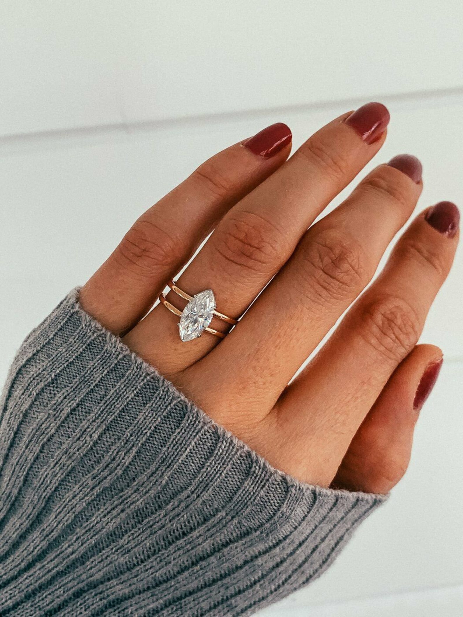 Marquise solitaire Moissanite ring guard 14k Gold Solitaire Etsy