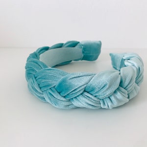Aqua Velvet Braided Headband, Braided Headband, Plaited Headband, Chunky Headband, Fashion Headpiece
