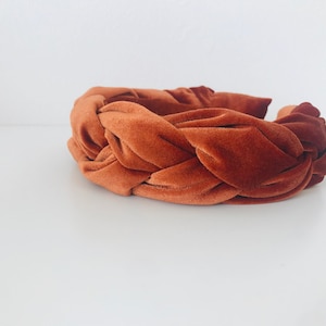Copper Velvet Braided Heade, Copper Headband, Chunky Headband, Plaited Headband, Fashion Accessory, Fashion Headpiece, Velvet Headband