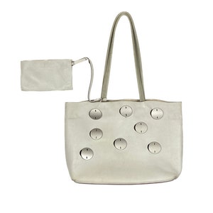 PRADA 2000 Grey Leather Tote Bag