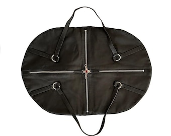 KAWA KWAWA Japanische Quadrant Ledertasche mit Reißverschluss