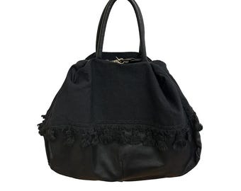 Japanische Wolle und Leder Handtasche