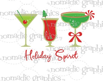 Espíritu de vacaciones - Cócteles de Navidad PNG Sublimación Diseño Digital Descargar