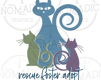 Foster, Adopt, Rescue Cats - descarga digital, SVG, PNG