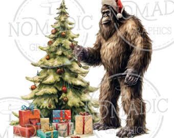 Árbol de Navidad Bigfoot, Sasquatch, Skunkape, Yeti PNG Diseño de sublimación Descarga digital