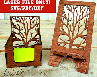 Office Desk Set Laser Ready SVG File Descarga digital - ¡NO se enviará ningún producto físico por correo! Caja para bloc de notas, soporte para teléfono, portalápices y portalápices.