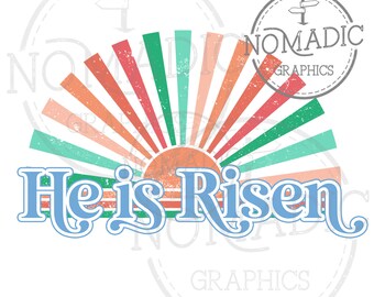 Él ha resucitado pascua png y pdf sublimación, dtf, dtg diseño descarga digital